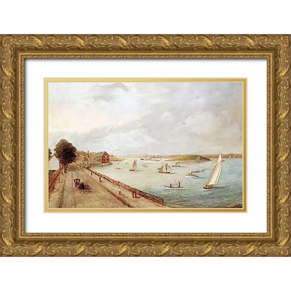 Murray, Cassie 24x17 Gold Ornate Wood Framed with Double Matting Museum Art Print Titled - New York Harbor, 1890