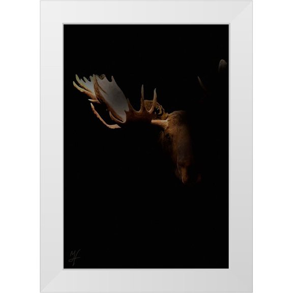 Murray Henderson Fine Art 11x14 White Modern Wood Framed Museum Art Print Titled - Moose Staredown
