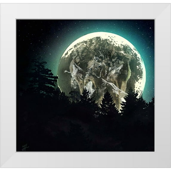 Murray Henderson Fine Art 12x12 White Modern Wood Framed Museum Art Print Titled - Moon Howl
