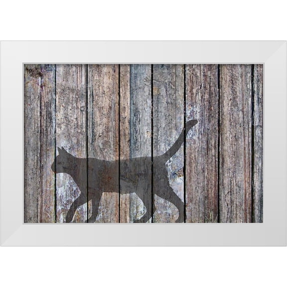 Murray Henderson Fine Art 14x11 White Modern Wood Framed Museum Art Print Titled - Barn Cat Shadow 5
