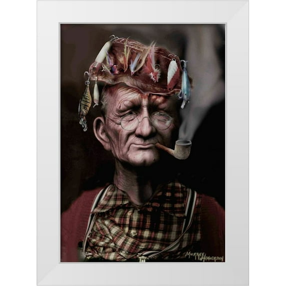 Murray Henderson Fine Art 18x24 White Modern Wood Framed Museum Art Print Titled - Fishing Hat
