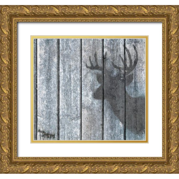 Murray Henderson Fine Art 22x20 Gold Ornate Wood Framed with Double Matting Museum Art Print Titled - Deer Shadow