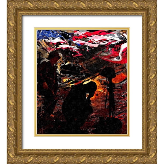 Murray Henderson Fine Art 26x29 Gold Ornate Wood Framed with Double Matting Museum Art Print Titled - Never Forgotten