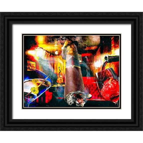 Murray Henderson Fine Art 32x25 Black Ornate Wood Framed with Double Matting Museum Art Print Titled - Party Time Print