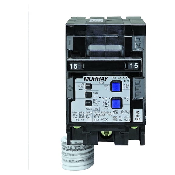 Murray MP215AFC AFCI Circuit Breaker 15 Amp 120V 2 Pole UL Listed - Arc Fault Interrupter for Electrical Panels