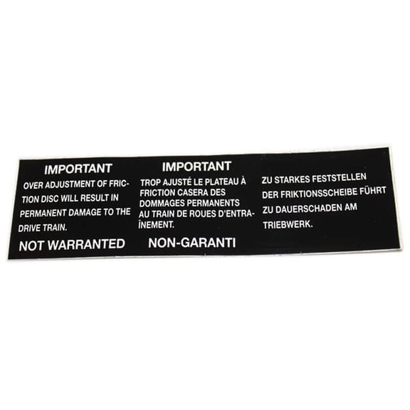 Murray Parts DECAL OVER ADJUST OF 950838MA MU-950838MA