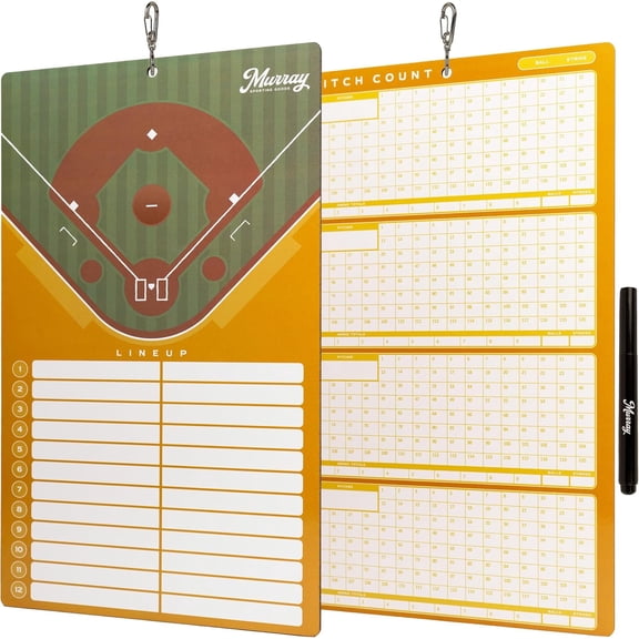 Murray Sporting Goods Baseball Team Colors Dry Erase Coaches Clipboard (Gold)