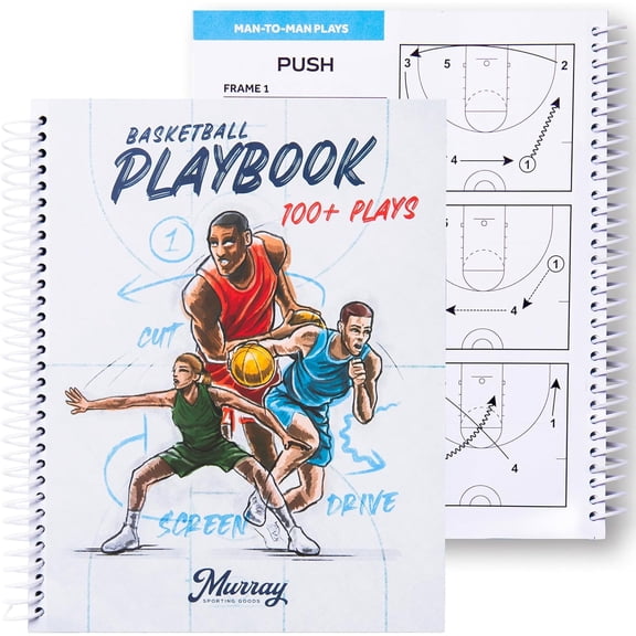Murray Sporting Goods Basketball Playbook - Coaches Journal Notebook with Over 100+ Plays - Perfect Coaching Equipment Gift