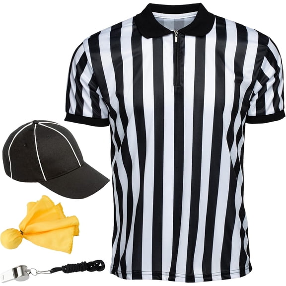 Murray Sporting Goods Referee 4-Piece Bundle - Referee Shirt, Hat, Flag, & Whistle (X-Large)