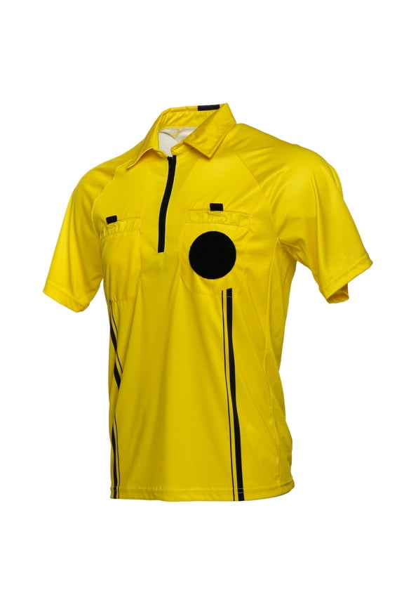 Goods USSF Pro-Style Soccer Referee Jersey - Short Sleeve | Officials Short Sleeve Soccer Referee Shirt (Yellow, Large)
