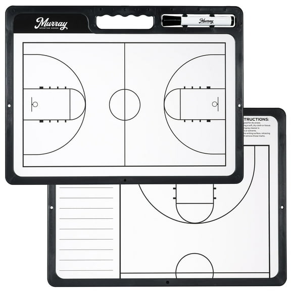 Murray Sporting Goods Whiteboard Premium Basketball Coaches Clipboard | Double-Sided Basketball Whiteboard with Marker