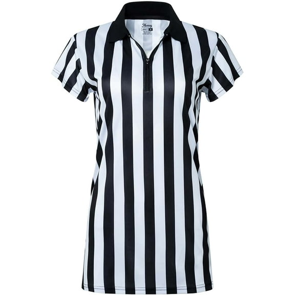 Murray Sporting Goods Women's Collared Black and White Stripe Referee Shirt, Official Jersey for Refs, Referee Costume, Waitresses and More (Small)