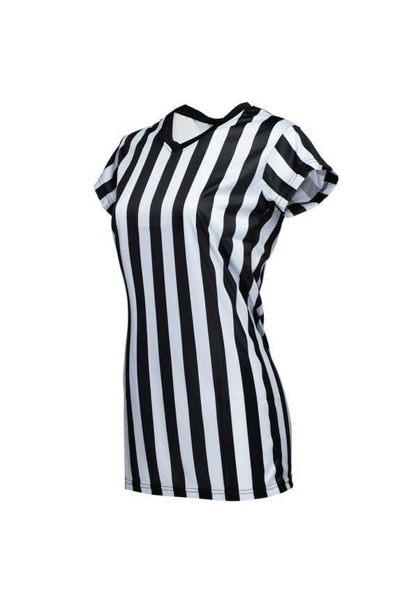 Goods Women's V-Neck Black and White Stripe Referee Shirt, Official Jersey for Refs, Referee Costume, Waitresses and More (XX-Large)