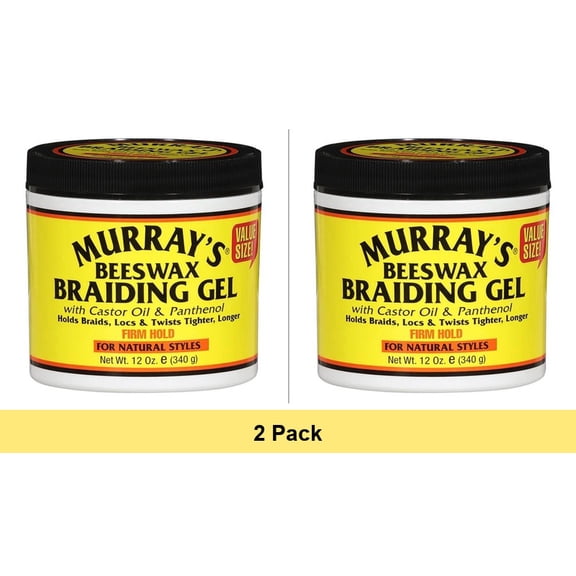Murray's Beeswax Braiding Gel with Castor Oil and Panthenol, 12 Oz - 2 Pack