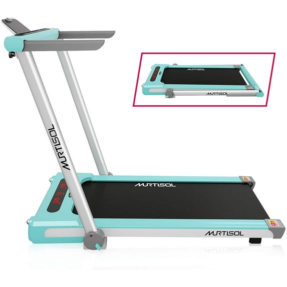Murtisol Folding 2 in 1 Electric Motorized Treadmill Machine 1100W Portable Remote Control LCD Displayer Walking Running Jogging Cardio Exercise Fitness Home Gym Silver Blue