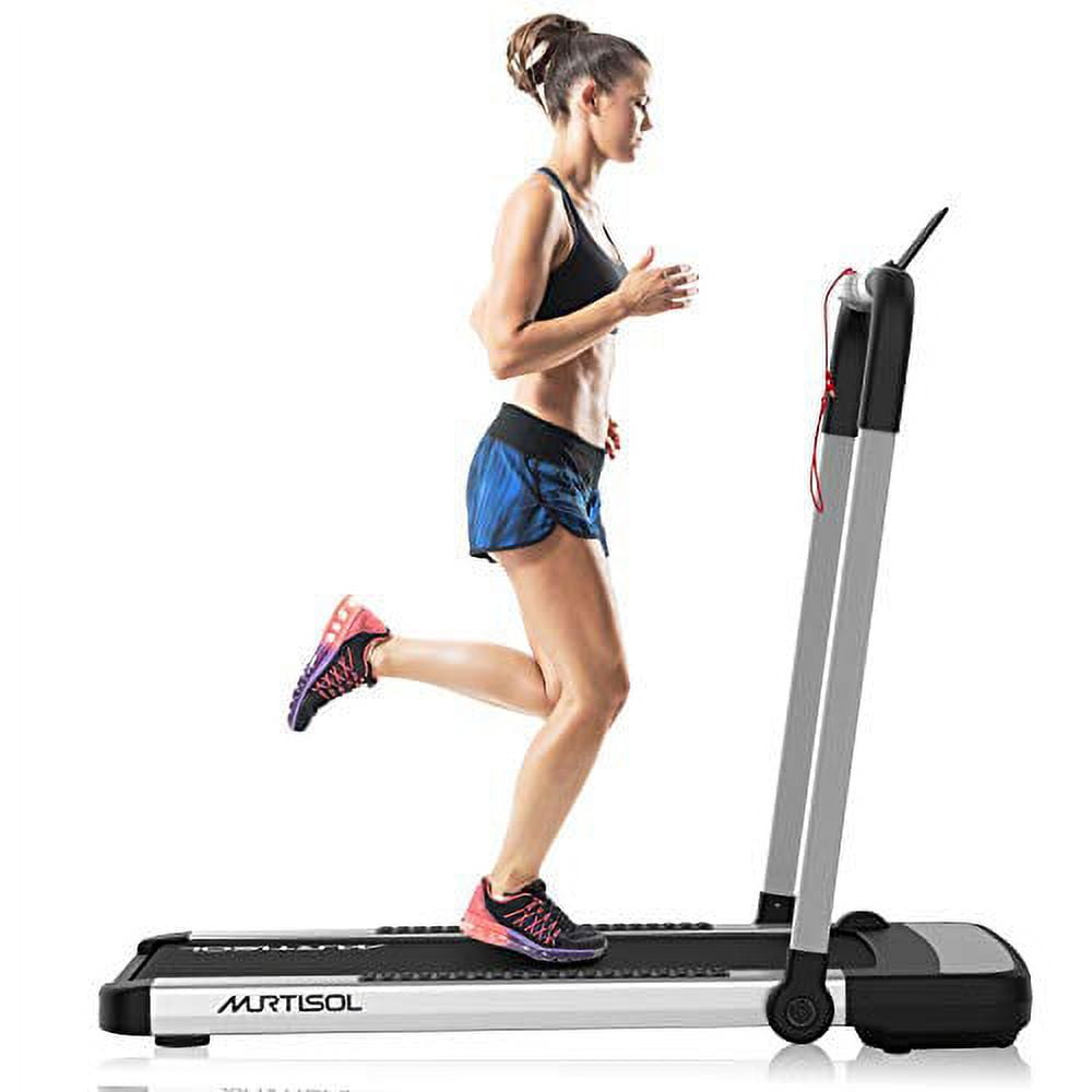 Murtisol 1100W Electric Treadmill Foldable Home Gym with Bluetooth and LCD Display Gray Blue Walmart