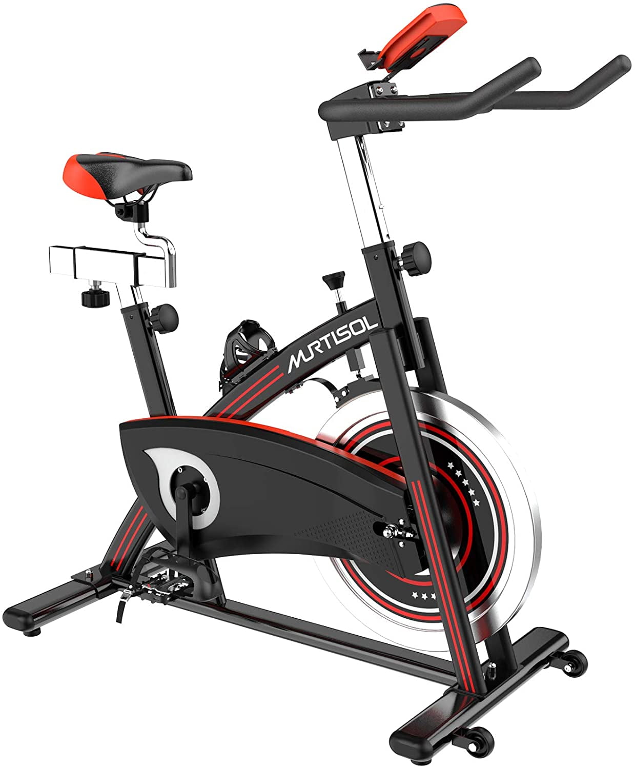 Murtisol Indoor Cycling Stationary Bike Belt Drive Exercise Bike with 40 LBS Flywheel Adjustable Seat Handlebar LCD Display 330lbs Weight Capacity