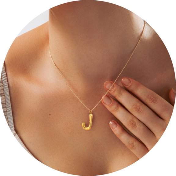 Murtoo Bold Letter Pendant Necklace – 3D Gold-Tone Chunky Initial Charm Jewelry A to Z Alphabet Chain for Women & Men