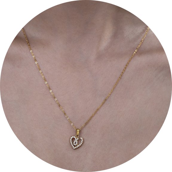 Murtoo Fashion Gold-Plated Heart Pendant Necklace with Sparkling Crystal Accents - Elegant Jewelry Gift Collection for Women