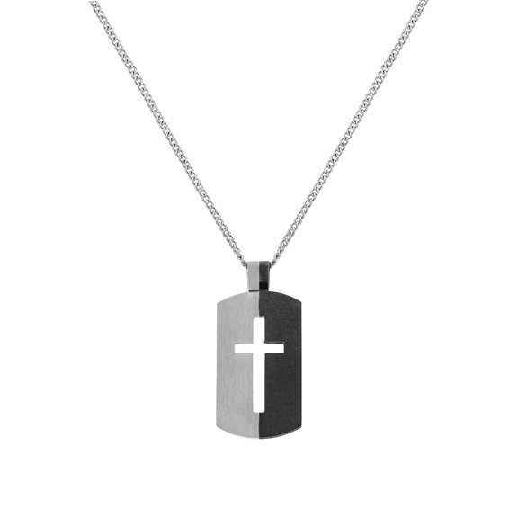Murtoo Men’s Stainless Steel Hollow Cross Pendant Necklace – Stylish Jewelry Gift for Men & Women, 20"+2" Adjustable Curb Chain