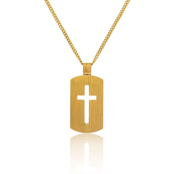 Murtoo Men’s Stainless Steel Hollow Cross Pendant Necklace – Stylish Jewelry Gift for Men & Women, 20"+2" Adjustable Curb Chain