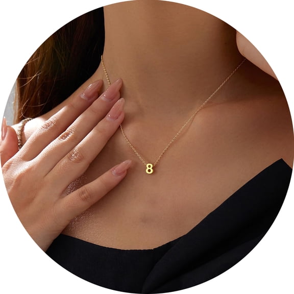 Murtoo Minimalist Number Pendant Necklace Stainless Steel Jewelry Gold Silver Charm Numbers 0-10 Gift for Men Women