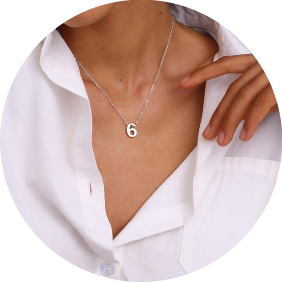 Murtoo Minimalist Number Pendant Necklace Stainless Steel Jewelry Gold Silver Charm Numbers 0-10 Gift for Men Women