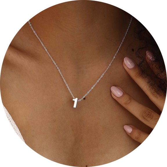 Murtoo Minimalist Number Pendant Necklace Stainless Steel Jewelry Gold Silver Charm Numbers 0-10 Gift for Men Women