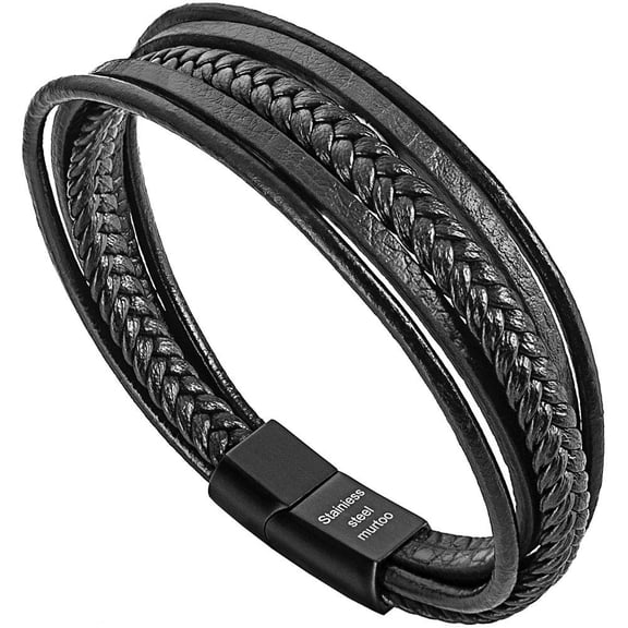 Murtoo Womens Bracelets Braided Leather Multilayer Genuine Leather Bracelet for Women