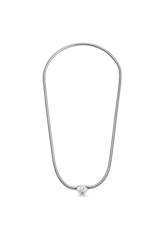 heart necklace stainless steel snake chain 18 inch letter charm jewelry for women