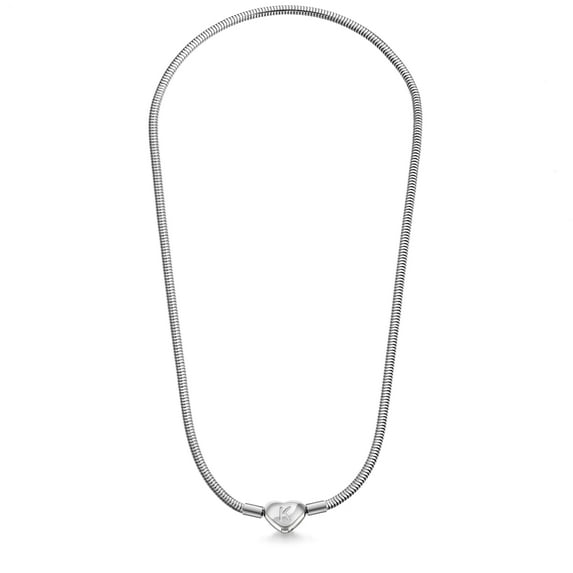 Murtoo heart necklace stainless steel snake chain 18 inch letter charm jewelry for women
