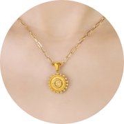 Murtoo round letter necklace for women 18 inch alphabet initial pendant chain A to Z jewelry