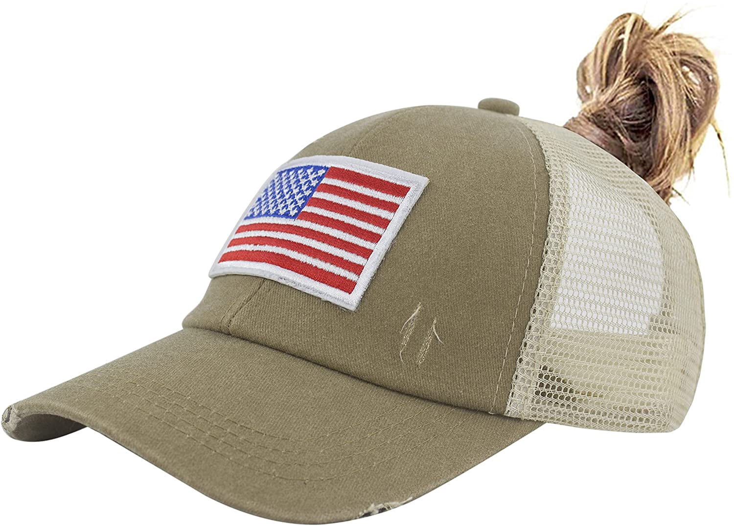 Muryobao Adult Female Women USA American Flag Trucker Hats  display picture 2