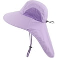 thumbnail image 1 of Muryobao Kids Child Girls Boys Summer Sun Hat Wide Brim UV Protection UPF50+ Hats Mesh Bucket Cap for Beach Fishing with Neck Flap Purple, 1 of 7