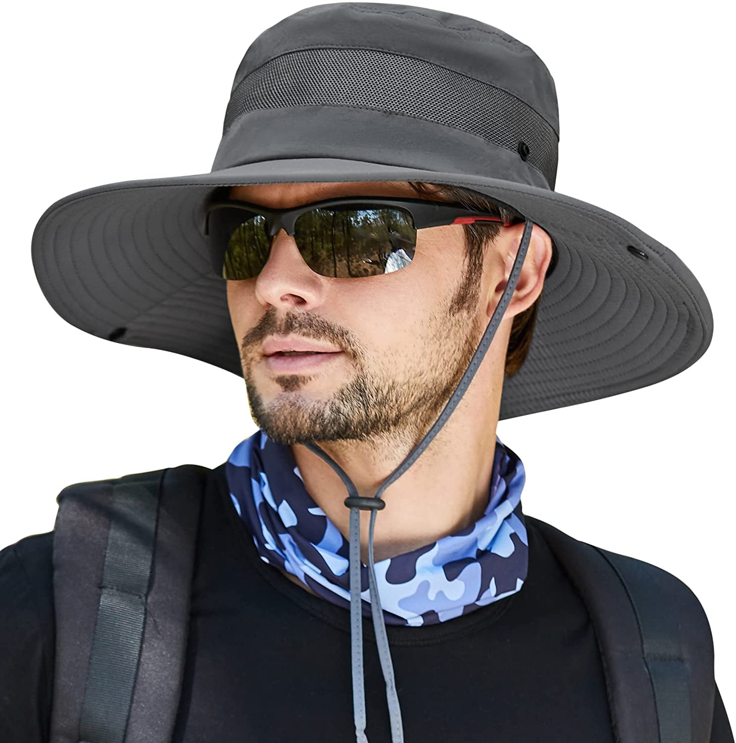 Muryobao Men Boonie Hat UPF 50+ Summer Sun Hat UV Protection Wide Brim ...