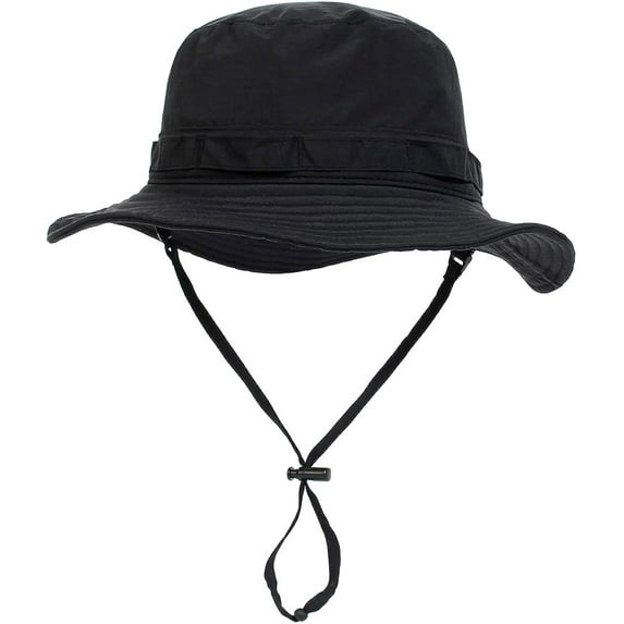 Muryobao Men Sun Hat Summer UPF 50+ Boonie Bucket Hats Wide Brim Breathable Foldable Safari Fishing Cap Black