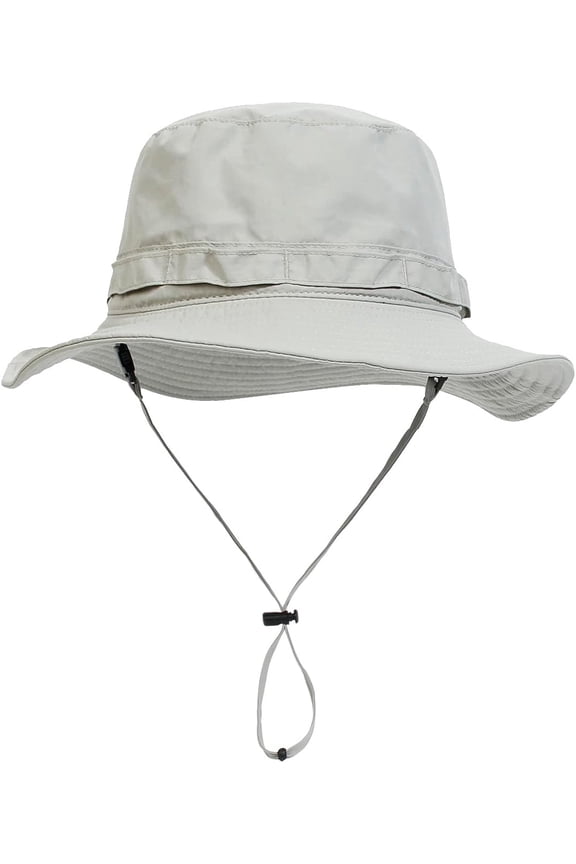 Men Sun Hat Summer UPF 50+ Boonie Bucket Hats Wide Brim Breathable Foldable Safari Fishing Cap Light Grey