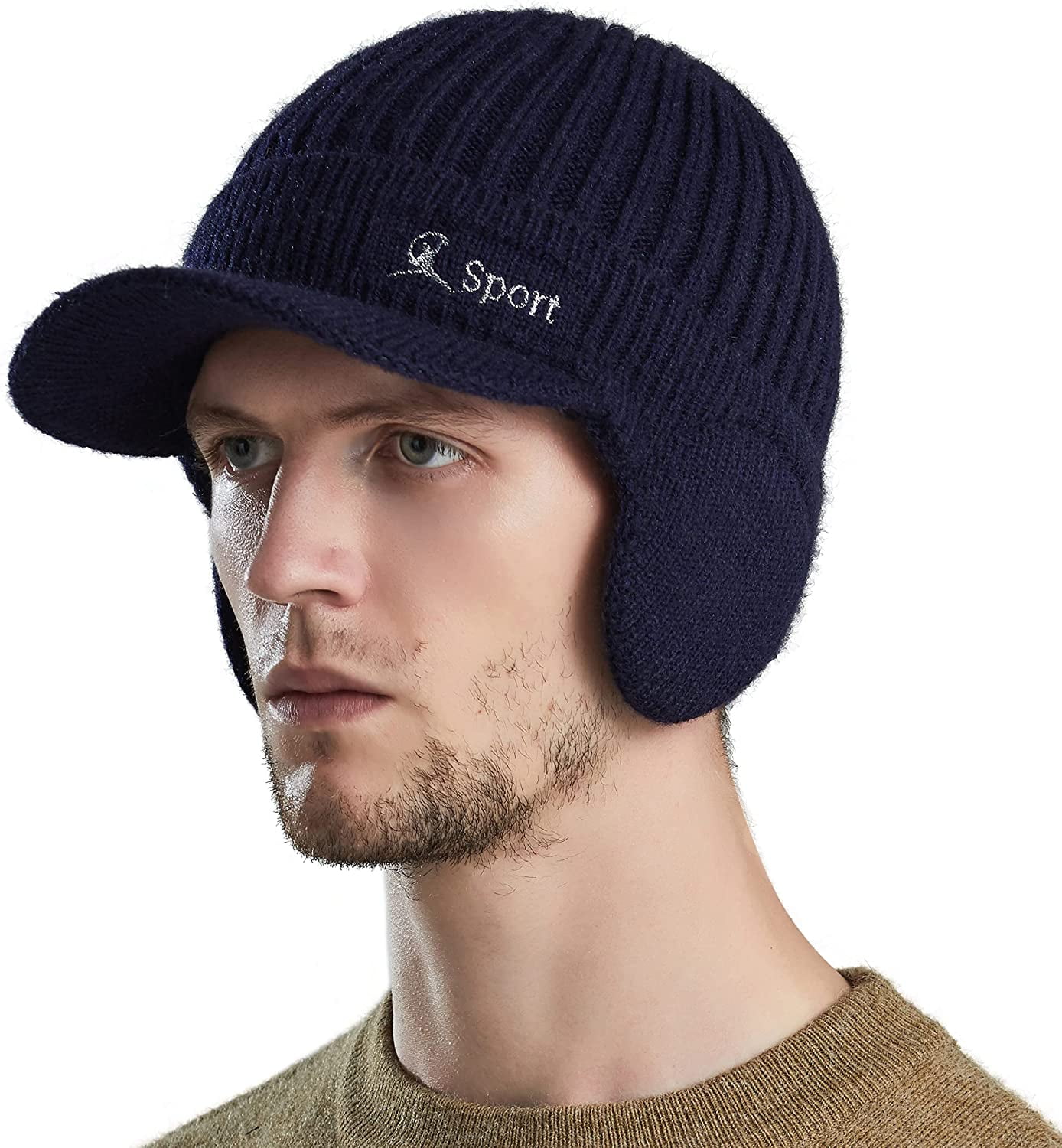 Bobble Hat Navy Blue Winter Hats Muryobao Men Winter Beanie Hat