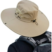 Muryobao Mens Sun Hat Summer Outdoor UPF50+ UV Protection Waterproof Wide Brim Bucket Hats Foldable Boonie Cap for Fishing Hiking Garden Beach Safari Beige