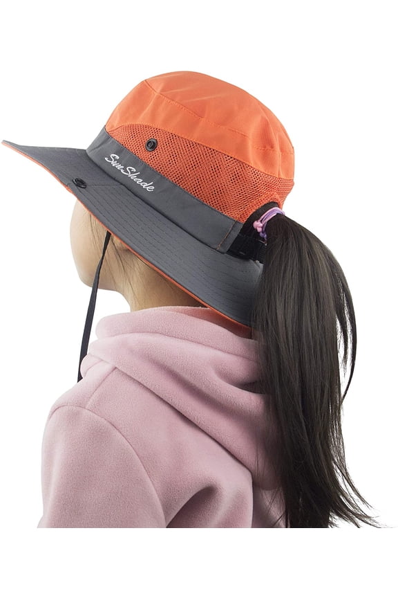 Toddler Child Kids Girls Summer Sun Hat Wide Brim UV Protection Hats Floppy Bucket Cap for Beach Fishing Gardening Orange