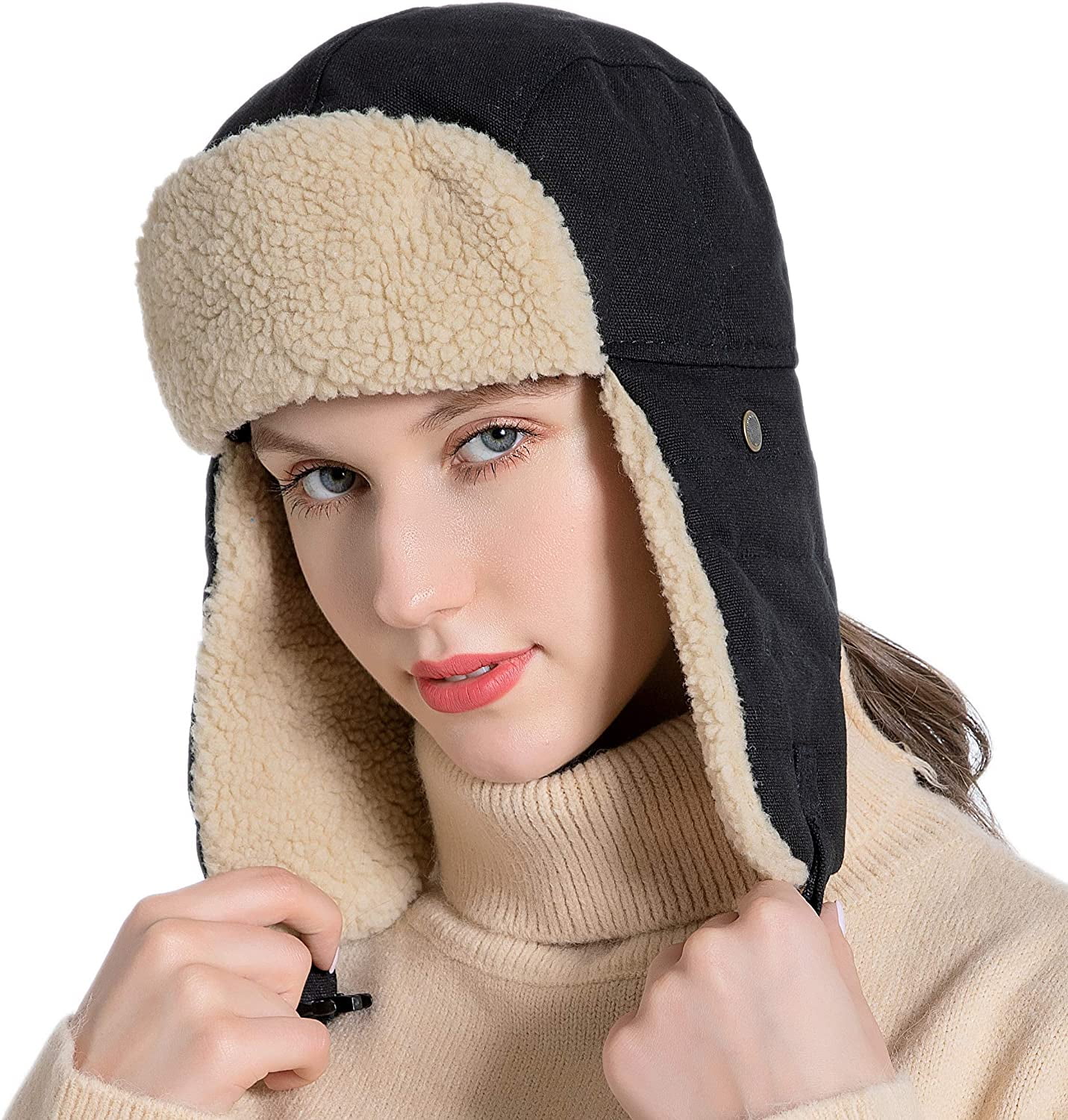 Muryobao Winter Hat Cold Weather Trapper Hat Outdoor Warm Windproof Ski ...