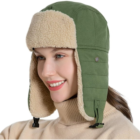 Muryobao Winter Hat Cold Weather Trapper Hat Outdoor Warm Windproof Ski Cap with Ear Flap Trooper Hunting Hats for Men Women Green