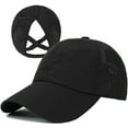 thumbnail image 1 of Muryobao Women Female Criss Cross Ponytail Baseball Cap Adjustable High Messy Bun Ponycap Trucker Hats Quick Drying Mesh Dad Hat for Outdoor Sports Travel Black, 1 of 7