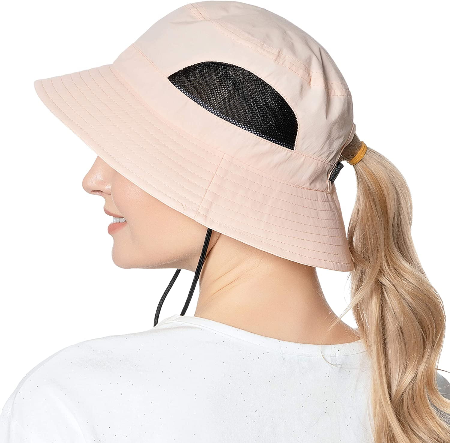 Muryobao Women Ponytail Sun Hat Wide Brim Summer Shade Hats Outdoor UV Protection Packable Mesh