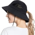 thumbnail image 1 of Muryobao Women Ponytail Sun Hat Wide Brim Summer Shade Hats Outdoor UV Protection Packable Mesh Bucket Cap for Safari Beach Travel Fishing Gardening Hiking Black, 1 of 7
