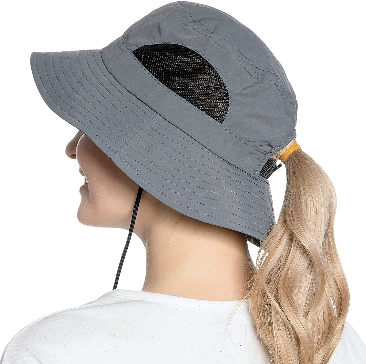 Muryobao Women Ponytail Sun Hat Wide Brim Summer Shade Hats  display picture 1