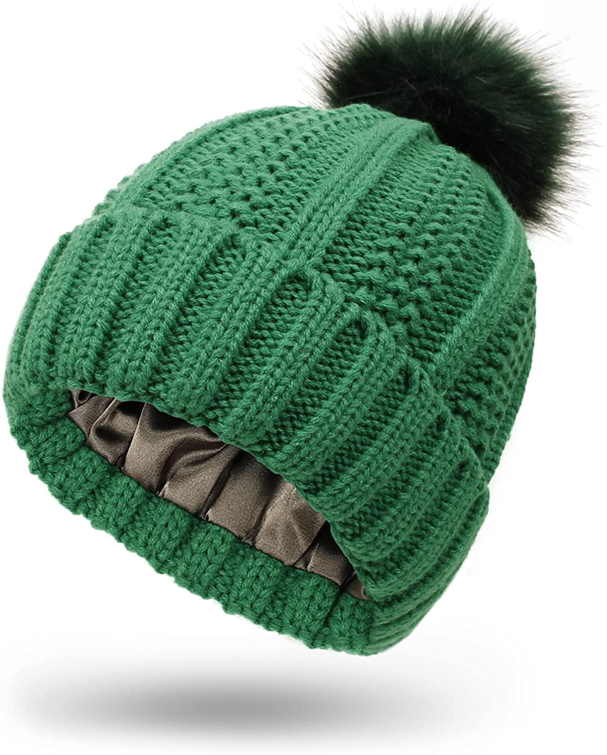 Muryobao Women Satin Lined Beanie Hat Knit Cuffed Warm  display picture 1