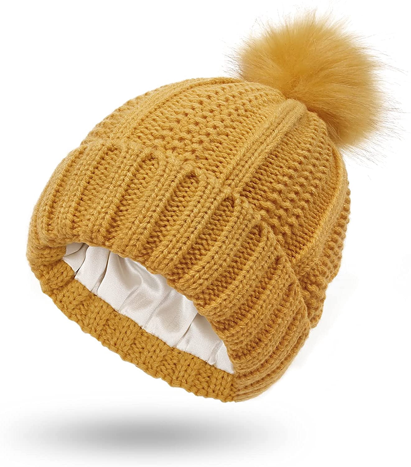 Muryobao Women Satin Lined Beanie Hat Knit Cuffed Warm  display picture 3