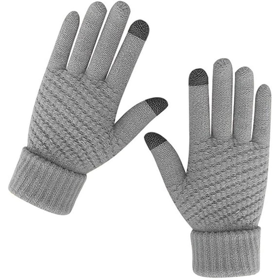 Muryobao Women Winter Warm Touch Screen Gloves Knitted Soft Elastic Thick Gloves for Clod Weather Gray