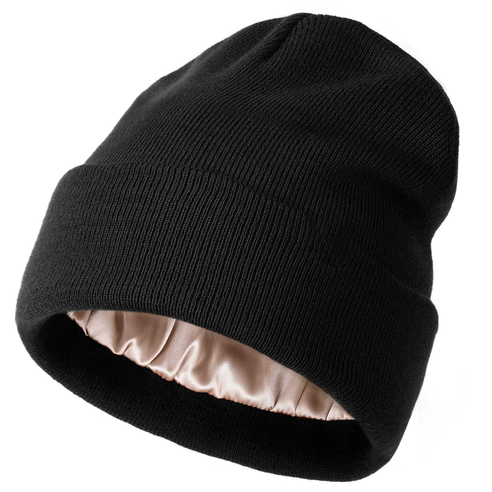 Muryobao Womens Saitn Lined Knit Beanie Hat Acrylic Winter Hats